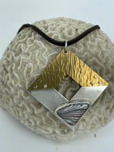 Load image into Gallery viewer, &quot;Triangle Square&quot; -- A mixed metals fordite pendant
